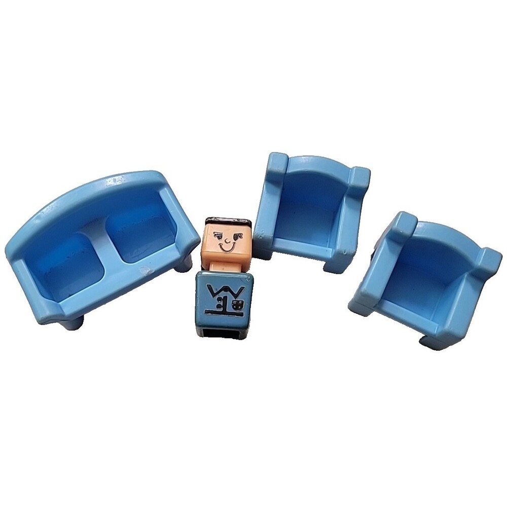 Vtg Playskool Familiar Places Living room People‎ Figure Couch chairs